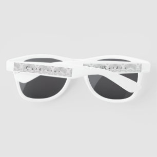 White Faux Satin Sunglasses