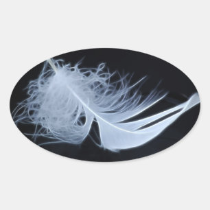 White feather - angelic by nature oval sticker