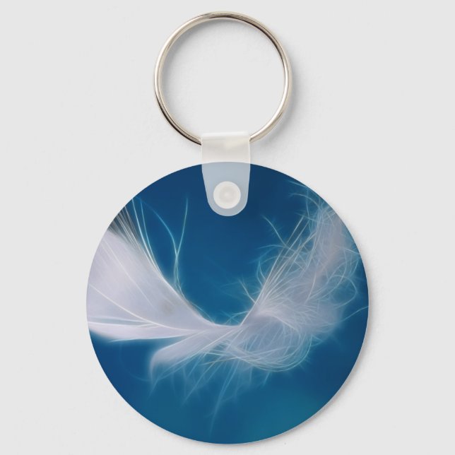 White feather art - symbol of purity and innocence key ring (Front)