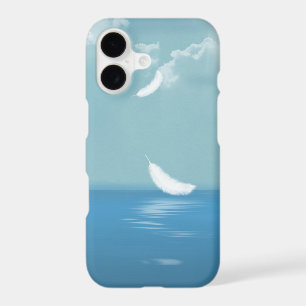 White Feather Floating Over Ocean