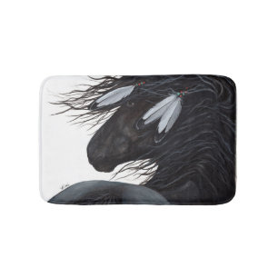 White Feather Friesian Horse by Bihrle Bath Mat