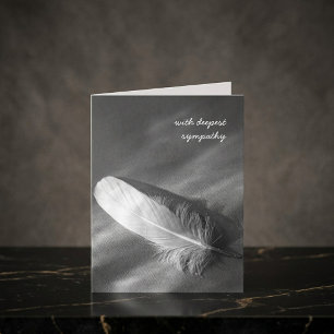 White feather in black and white, Sympathy Card