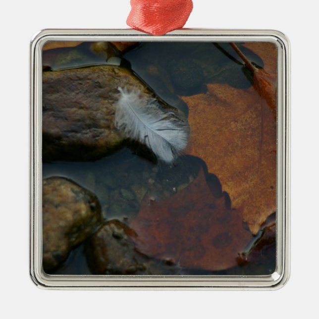 White Feather Metal Tree Decoration (Front)