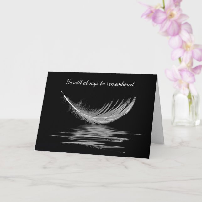 White Feather On Water Sympathy Card (Orchid)