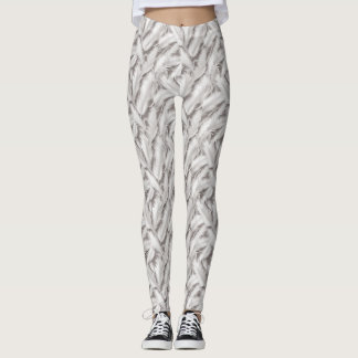 White Feather Pattern Leggings