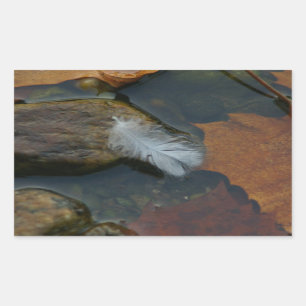 White Feather Rectangular Sticker