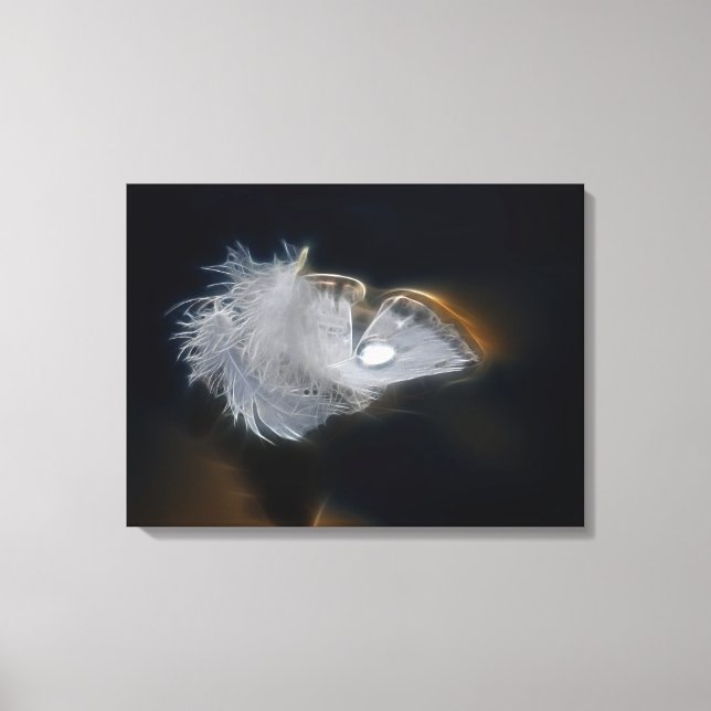 White feather with a raindrop canvas print (Front)