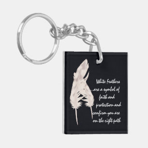 White Feathers and Meaning Key Ring