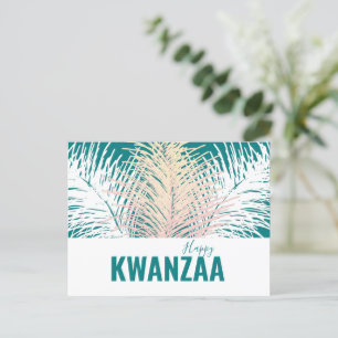 white feathers Black Holiday Happy Kwanzaa Postcard