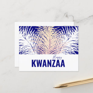 white feathers Black Holiday Happy Kwanzaa Postcard