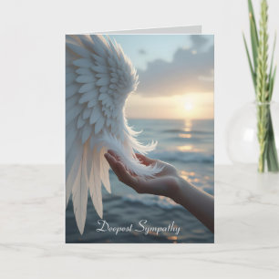 White feathers from an angel's wing, sympathy  card