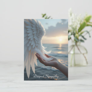 White feathers from an angel's wing, sympathy  card