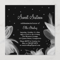 White Feathers in the Evening Birthday Invitation