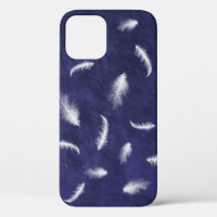 White Feathers On Purple Leather