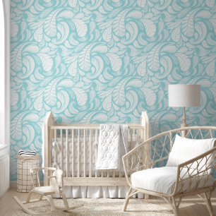 White Feathers on soft baby blue  Wallpaper