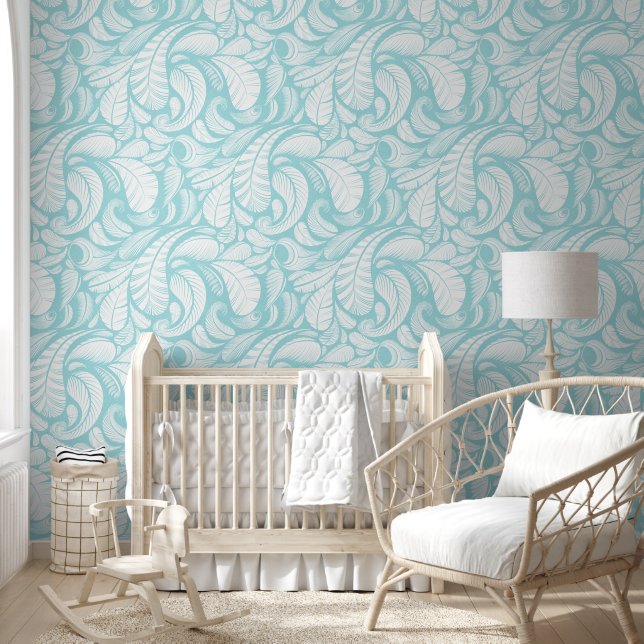 White Feathers on soft baby blue  Wallpaper (Kids)