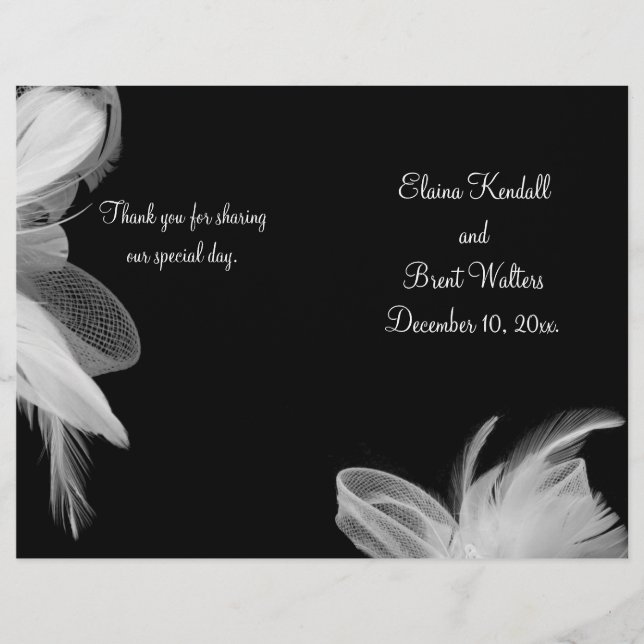 White Feathers Wedding Program (Front)