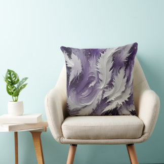 White Feathery and Purple Cushion