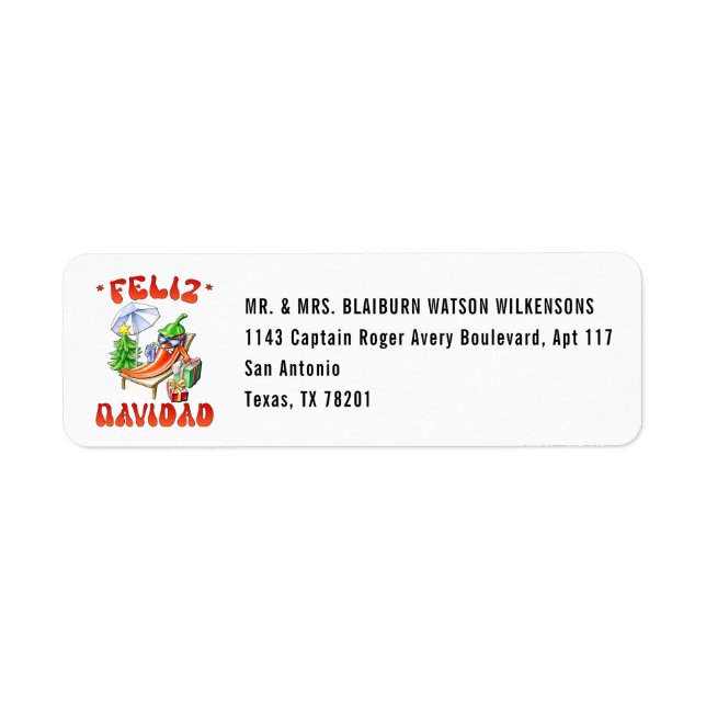 White Feliz Navidad Chilli Edit Your Address (Front)