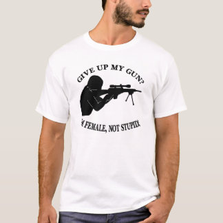 White Female Gun Not Stupid T-Shirt
