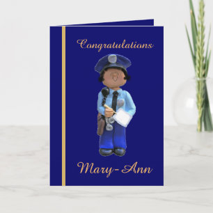 White Female Police Academy Graduation Card