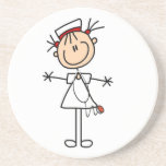 White Female Stick Figure Nurse 2 Coaster<br><div class="desc">Nurse T-shirts,  mugs,  cards,  stickers,  tote bags,  buttons,  and other nursing apparel and gifts with a stick figure female nurse with a stethoscope.</div>