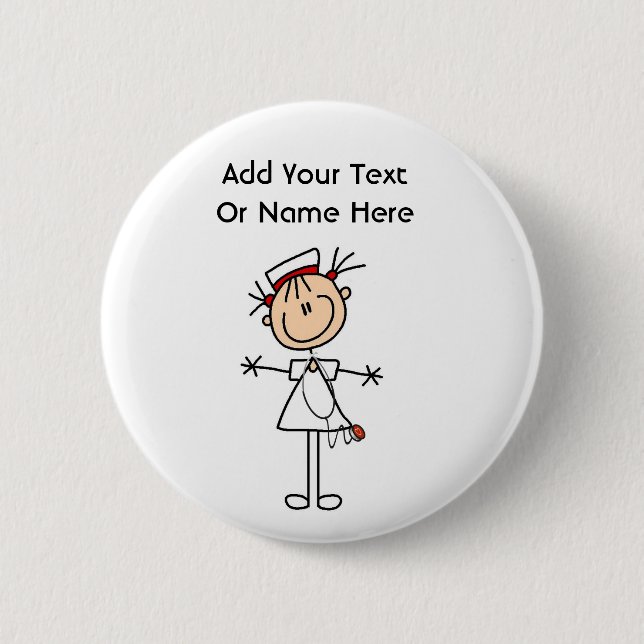 White Female Stick Figure Nurse 2 Gifts 6 Cm Round Badge (Front)