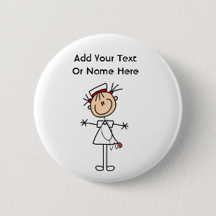 White Female Stick Figure Nurse 2 Gifts 6 Cm Round Badge