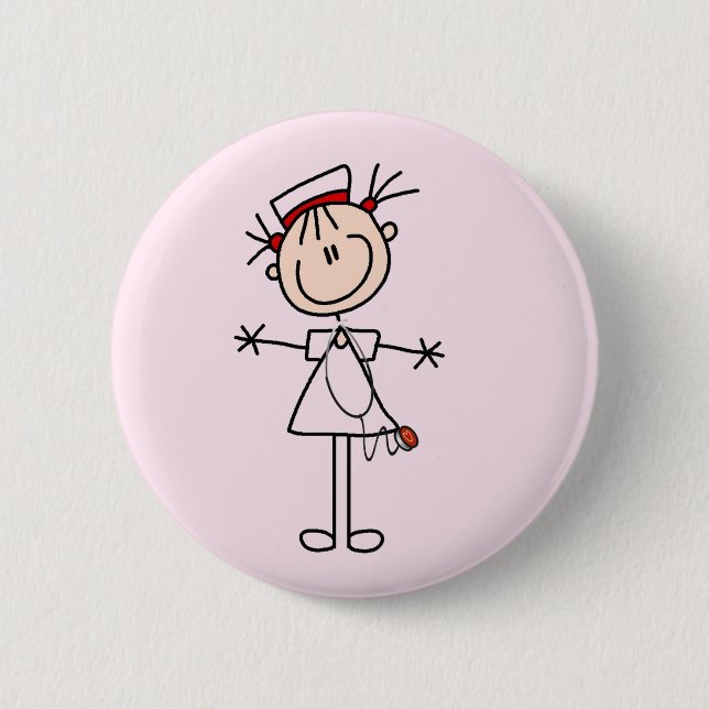 White Female Stick Figure Nurse 2 Gifts 6 Cm Round Badge (Front)