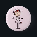 White Female Stick Figure Nurse 2 Gifts 6 Cm Round Badge<br><div class="desc">A white female stick figure nurse in a white nurse uniform and a stethoscope on nurse T-shirts,  bags,  buttons,  magnets,  cards,  stickers,  and other items that you can personalise before ordering. These nurse items are so cute and perfect for Nurses Week and make great nurse gifts too!</div>