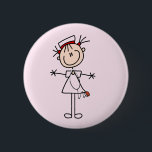 White Female Stick Figure Nurse 2 Gifts 6 Cm Round Badge<br><div class="desc">A white female stick figure nurse in a white nurse uniform and a stethoscope on nurse T-shirts,  bags,  buttons,  magnets,  cards,  stickers,  and other items that you can personalise before ordering. These nurse items are so cute and perfect for Nurses Week and make great nurse gifts too!</div>