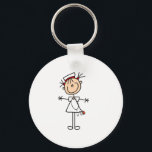 White Female Stick Figure Nurse 2 Gifts Key Ring<br><div class="desc">A white female stick figure nurse in a white nurse uniform and a stethoscope on nurse T-shirts,  bags,  buttons,  magnets,  cards,  stickers,  and other items that you can personalise before ordering. These nurse items are so cute and perfect for Nurses Week and make great nurse gifts too!</div>