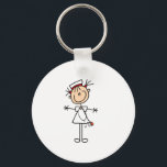 White Female Stick Figure Nurse 2 Gifts Key Ring<br><div class="desc">A white female stick figure nurse in a white nurse uniform and a stethoscope on nurse T-shirts,  bags,  buttons,  magnets,  cards,  stickers,  and other items that you can personalise before ordering. These nurse items are so cute and perfect for Nurses Week and make great nurse gifts too!</div>