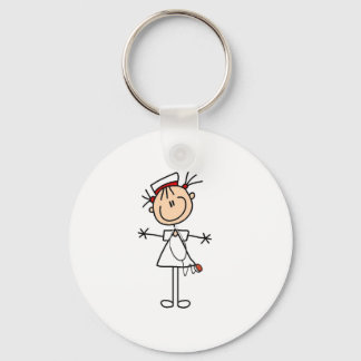 White Female Stick Figure Nurse 2 Gifts Key Ring