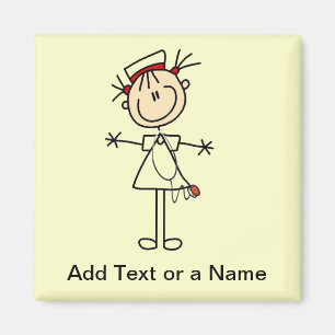 White Female Stick Figure Nurse 2 Gifts Magnet