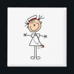 White Female Stick Figure Nurse 2 Gifts Magnet<br><div class="desc">A white female stick figure nurse in a white nurse uniform and a stethoscope on nurse T-shirts,  bags,  buttons,  magnets,  cards,  stickers,  and other items that you can personalise before ordering. These nurse items are so cute and perfect for Nurses Week and make great nurse gifts too!</div>