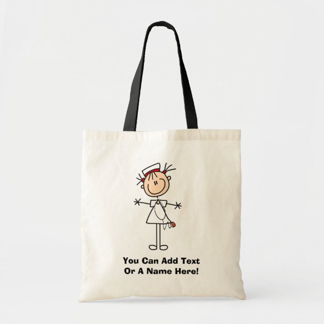 White Female Stick Figure Nurse 2 Gifts Tote Bag (Front)