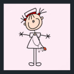 White Female Stick Figure Nurse 2 Poster<br><div class="desc">Nurse T-shirts, mugs, cards, stickers, tote bags, buttons, and other nursing apparel and gifts with a stick figure female nurse with a stethoscope.</div>