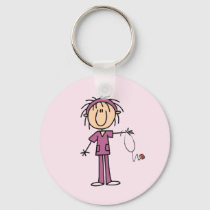 White Female  Stick Figure Nurse T-shirts and Gift Key Ring