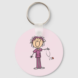 White Female  Stick Figure Nurse T-shirts and Gift Key Ring