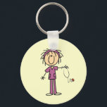 White Female  Stick Figure Nurse T-shirts and Gift Key Ring<br><div class="desc">A white female stick figure nurse in a purple nurse uniform holding a stethoscope on nurse T-shirts,  bags,  buttons,  magnets,  cards,  stickers,  and other items that you can personalise before ordering. These nurse items are so cute and perfect for Nurses Week and make great nurse gifts too!</div>