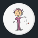 White Female  Stick Figure Nurse T-shirts and Gift Magnet<br><div class="desc">A white female stick figure nurse in a purple nurse uniform holding a stethoscope on nurse T-shirts,  bags,  buttons,  magnets,  cards,  stickers,  and other items that you can personalise before ordering. These nurse items are so cute and perfect for Nurses Week and make great nurse gifts too!</div>