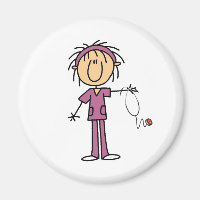 White Female  Stick Figure Nurse T-shirts and Gift