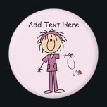 White Female  Stick Figure Nurse T-shirts and Gift Magnet<br><div class="desc">A white female stick figure nurse in a purple nurse uniform holding a stethoscope on nurse T-shirts,  bags,  buttons,  magnets,  cards,  stickers,  and other items that you can personalise before ordering. These nurse items are so cute and perfect for Nurses Week and make great nurse gifts too!</div>