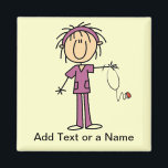 White Female  Stick Figure Nurse T-shirts and Gift Magnet<br><div class="desc">A white female stick figure nurse in a purple nurse uniform holding a stethoscope on nurse T-shirts,  bags,  buttons,  magnets,  cards,  stickers,  and other items that you can personalise before ordering. These nurse items are so cute and perfect for Nurses Week and make great nurse gifts too!</div>