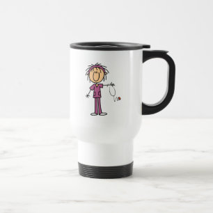 White Female Stick Figure Nurse T-shirts and Gift Travel Mug