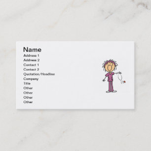 White Female Stick Figure Nurse T-shirts and Gifts Business Card