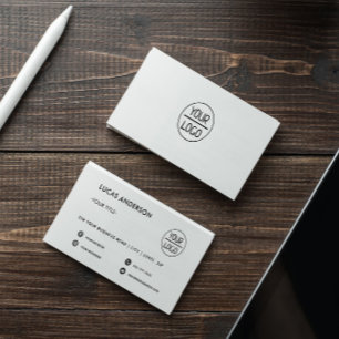 White feminine script custom logo social media bus business card