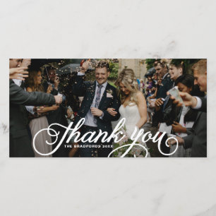 White Feminine Script Wedding Thank You Card
