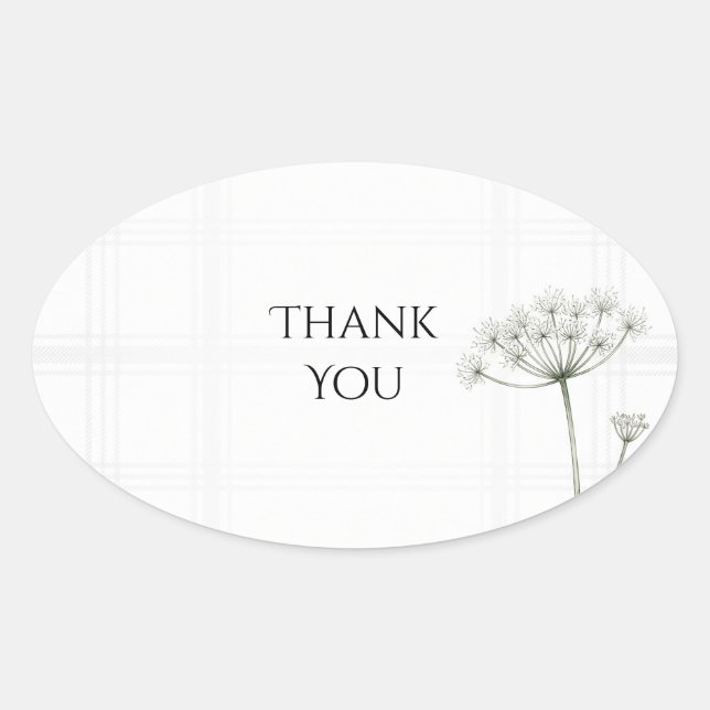 White Fennel Tartan Wedding Thank You Sticker (Front)